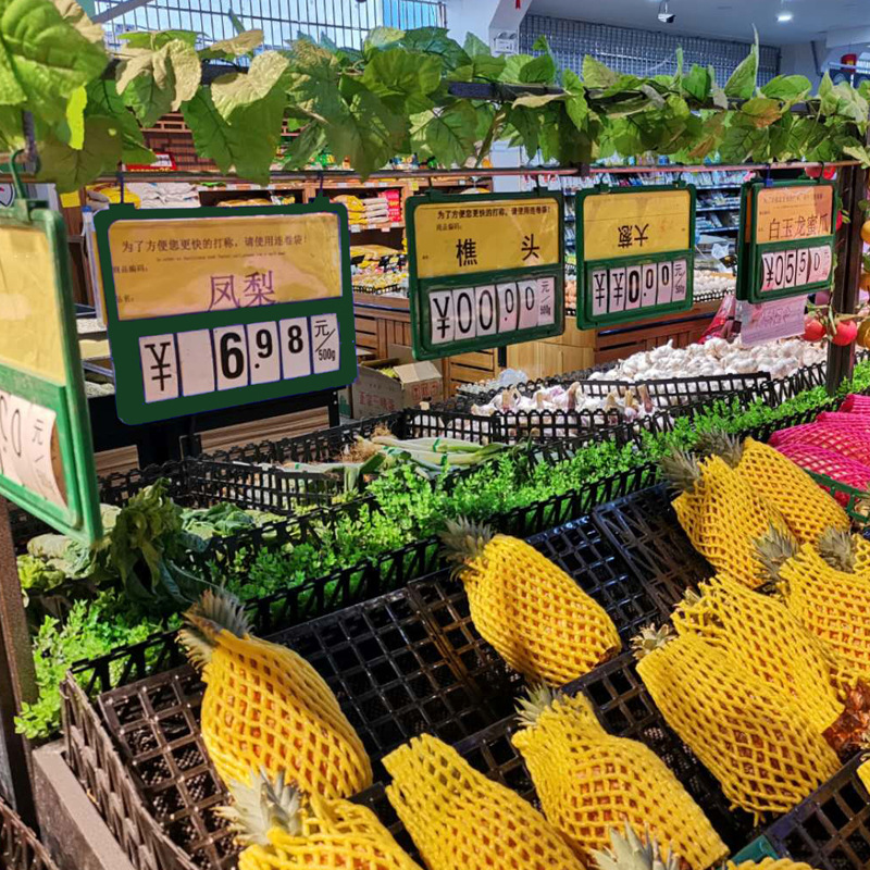 Supermarket POP erasable hanging fruit and vegetable price tags, food and fresh produce unit price display, double-sided price tags, agricultural and sideline products counter hanging handwritten price code hanging cards, fresh produce stall goods price tags hanging seats, market food double-sided writing pic 2