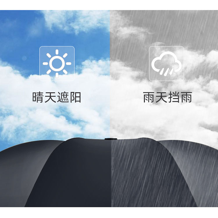 晴雨两用伞三折叠加厚黑胶防晒遮阳太阳伞防紫外线广告伞定制LOGO详情7