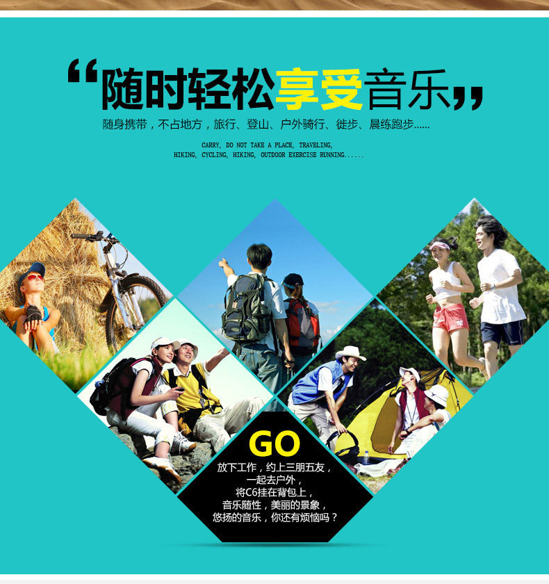 C6 Bluetooth speaker, mobile phone, car wireless small speaker, outdoor portable, hands-free, hook, call, waterproof suction cup speaker pic 2