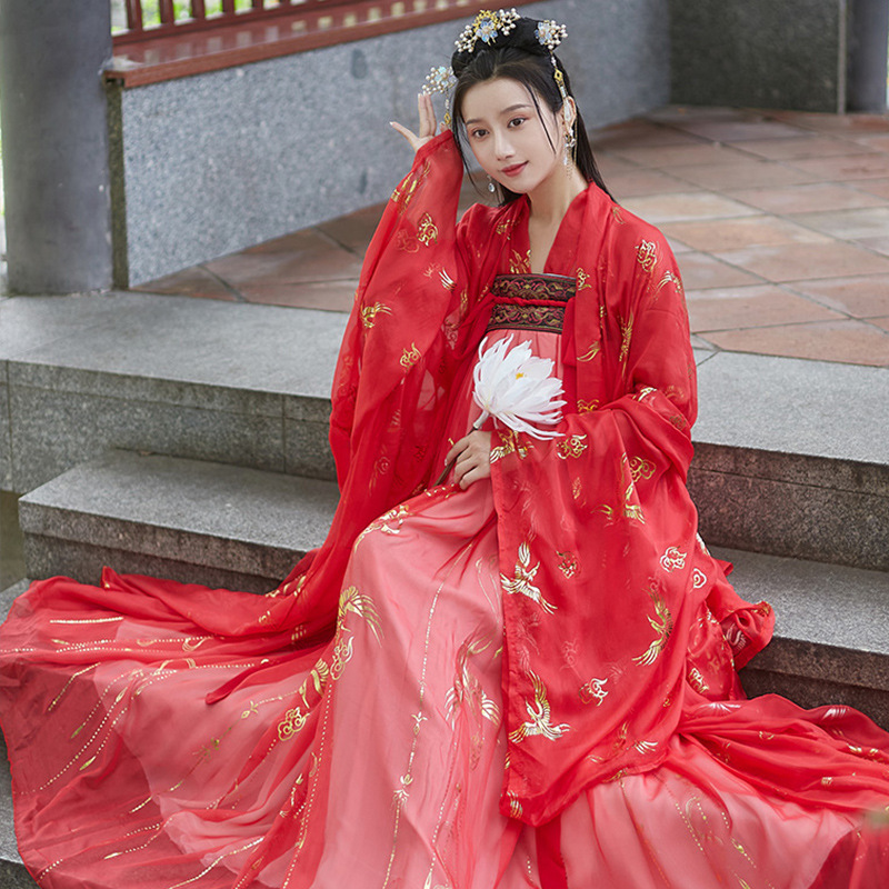 国潮新款成人汉服女成人古装中国风全套烫金上襦大袖衫齐胸襦裙套装详情2