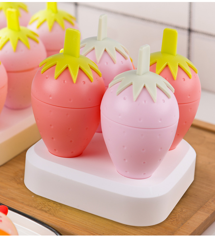 万福卡通小鸡草莓冰棒模 四格六格冰模自制冰棍冰激凌冻雪糕模具详情11