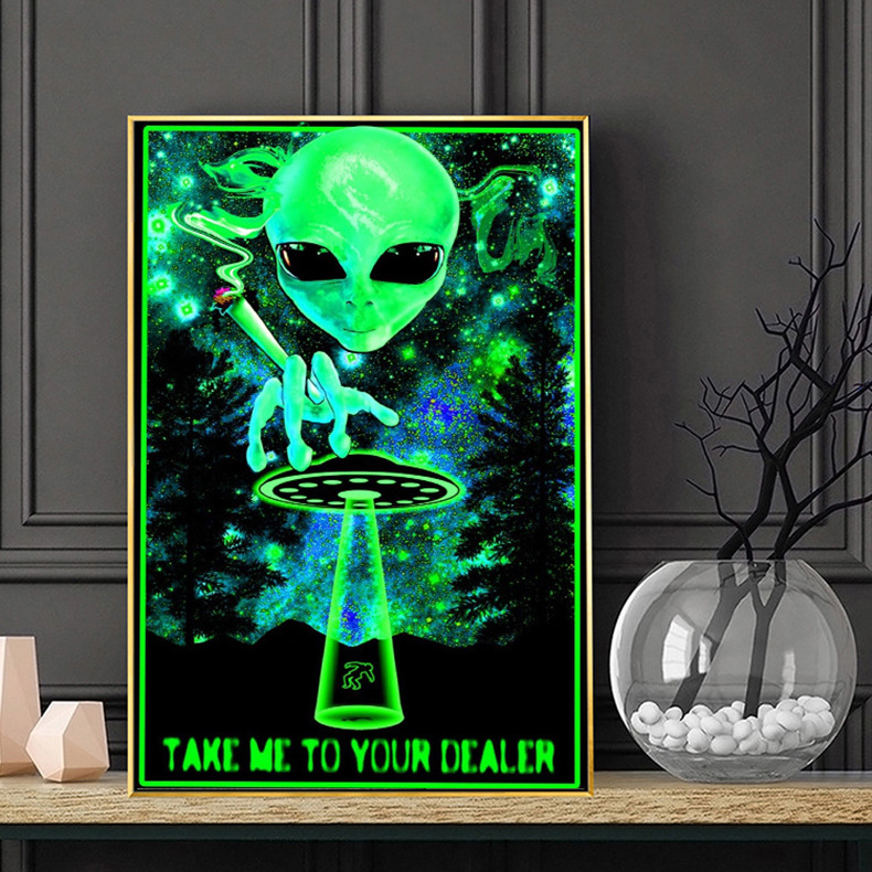 Source factory Amazon psychedelic silk poster spray painting Abstract study, skull living room decoration hanging painting core pic 17