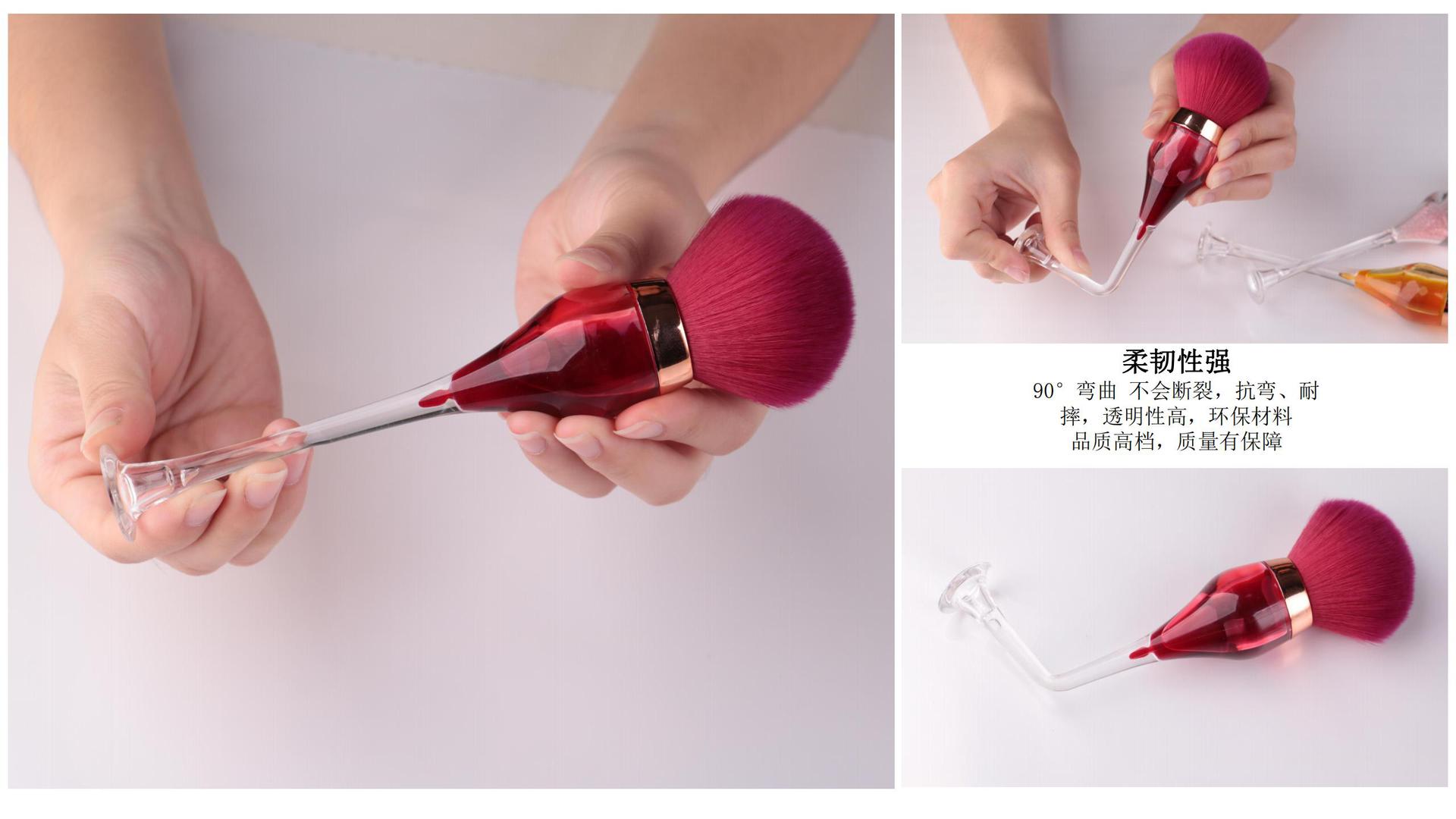 The manufacturer supplies transparent red wine glass makeup brushes, three-color fiber bristle foundation brushes, fashionable facial masks and makeup tools pic 10