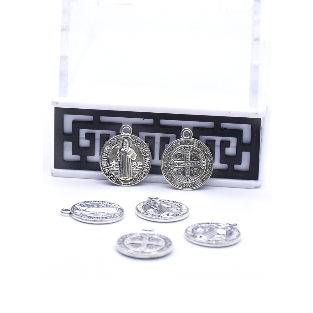 20 pieces per pack: Pendant accessories, bracelet, pendant, Saint Benedict retro silver alloy accessories, rosary DIY ornaments pic 6