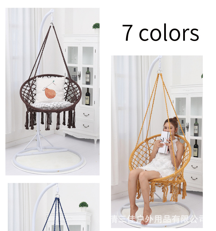 ins Indoor swing hammocks, Nordic-style mesh hammocks, leisure tassel hanging baskets, household foot hammocks, hanging chairs wholesale pic 5