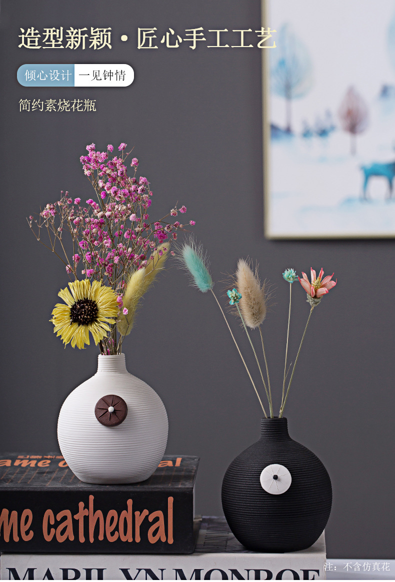 2026 Modern and simple ceramic vase, creative threaded Pothos hydroponic flower vase, Nordic home dried flower arrangement decorative item pic 1