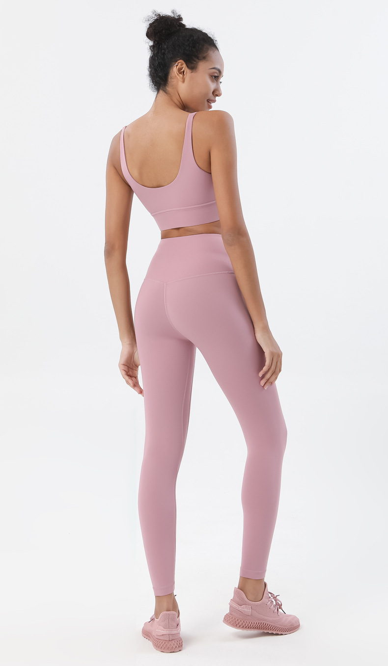 2022 Diamond Double-sided Brushed nude Yoga Pants for Women, European and American high-waisted hip-lifting peach-buttocks fitness pants pic 32