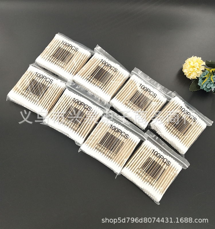 【 Zone 1-8 】100 heads 【 Foreign Trade Cotton swabs 】20/ pack 480/ box Factory direct supply 100 bagged cotton swabs, wooden swabs, disposable double-headed cotton swabs, cotton swabs, degreased cotton swabs, 1 yuan pic 2