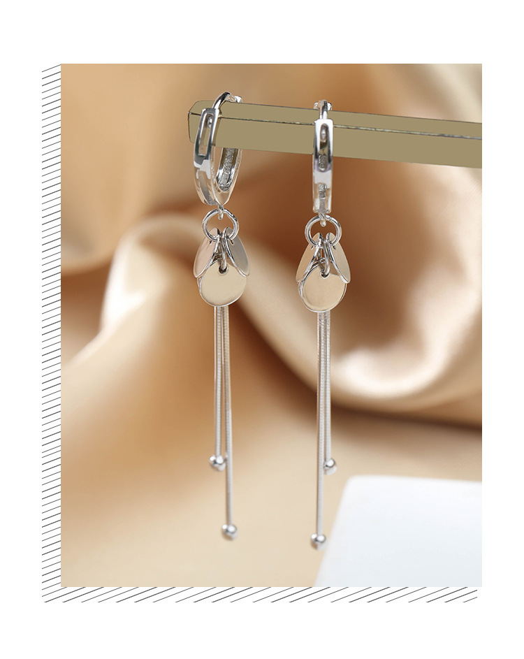 s925 sterling silver round tassel ear buckles are versatile and fashionable earrings. They are long, elegant, fashionable and high-end, with a cold style pic 14