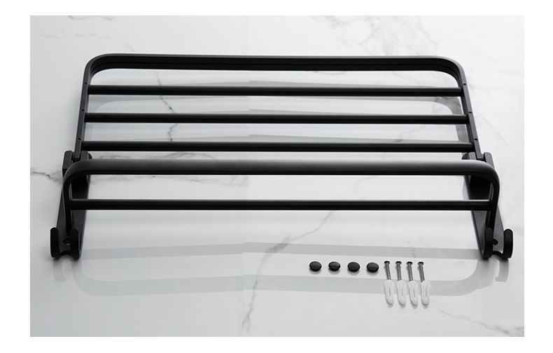 Black 304 stainless steel foldable bath towel rack, hotel hanging towel rack, bathroom storage rack, wall-mounted, no need for drilling pic 18