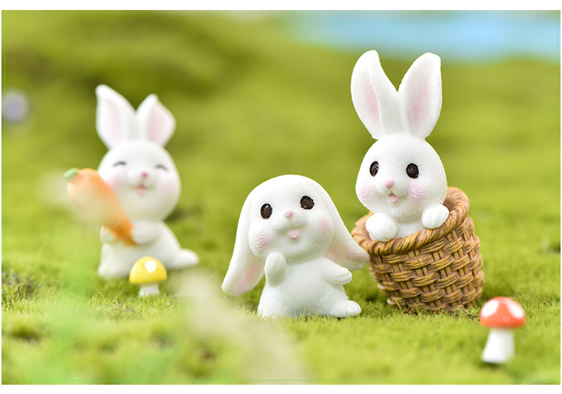Micro landscape, cute animals, cartoon rabbits, carrot house, adorable rabbits, garden resin ornaments and accessories, Year of the Rabbit decorations pic 43