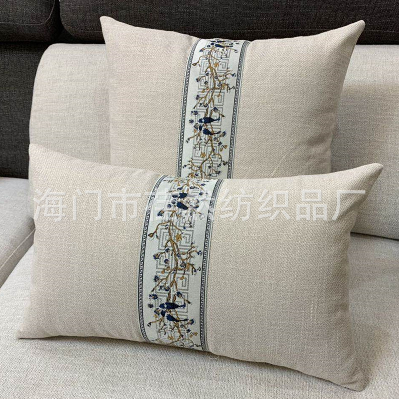 New Chinese-style linen throw pillows, chair furniture, backrest cushions, redwood sofa backrest, rectangular waist pillow with core pic 5