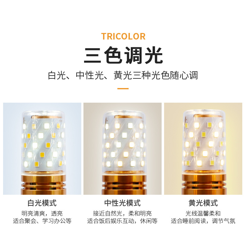光头强led玉米灯灯泡E14E27螺口12W16W节能家用灯泡三色变光高亮详情1