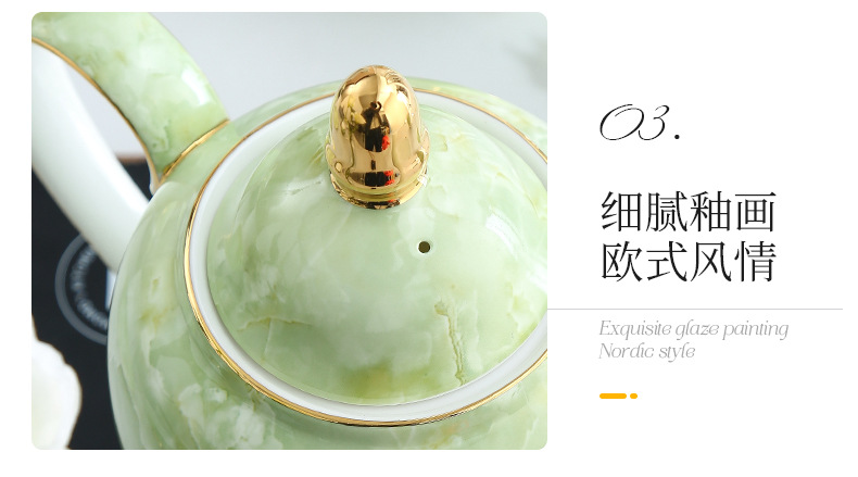 High-quality marble coffee sets, restaurant casual coffee pot sets, European-style high-end gilded bone China coffee cups and saucers pic 17
