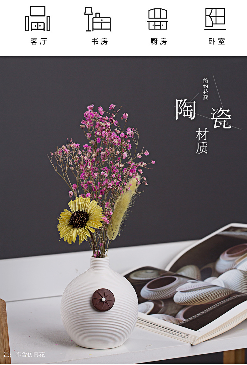 2026 Modern and simple ceramic vase, creative threaded Pothos hydroponic flower vase, Nordic home dried flower arrangement decorative item pic 3