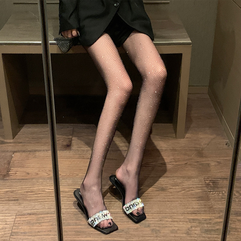烫钻网袜连裤袜性感镂空渔网黑丝袜女潮夏季薄款防勾丝网红打底袜详情9