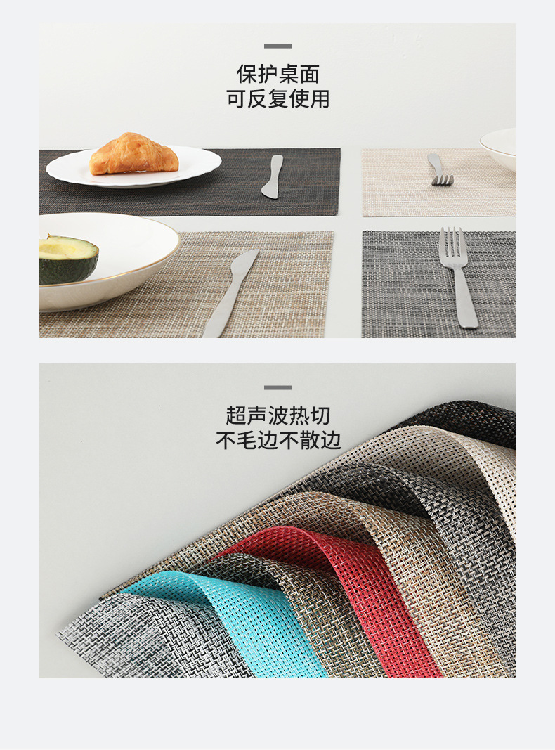 Ningxin European-style pvc woven coasters, antibacterial and anti-mold placemats, anti-slip Western placemats, heat-insulating table MATS, cross-border wholesale pic 8