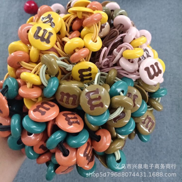 No. 122 hair tie, M bean hair tie, Korean style, ins white crystal, Korean-style female hair tie, rubber band, forest-style simple hair tie, leather case, 1 yuan headwear pic 5