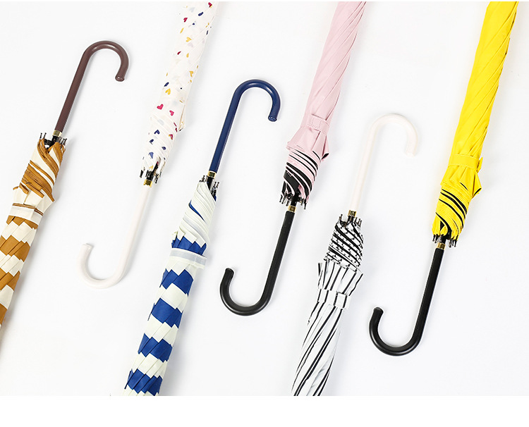 遮阳伞女韩国小清新简约雨伞女自动长柄弯勾学生黑胶太阳伞条纹伞详情14