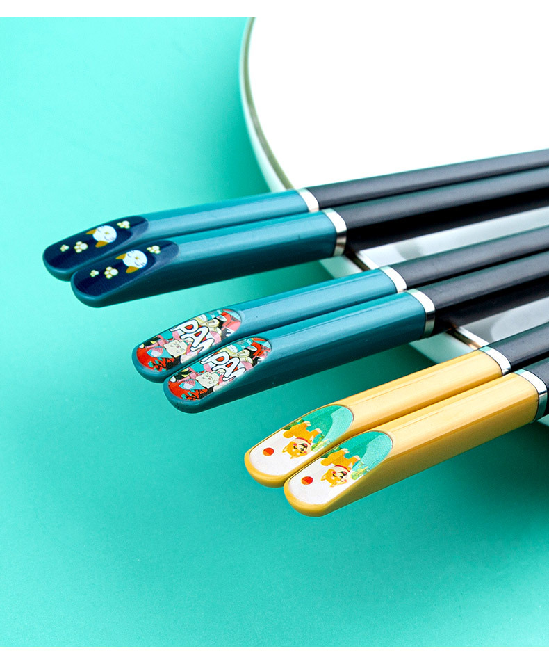 优圣美帝双十汇儿童筷子宝宝练习训练婴儿筷专人专筷合金筷子QJ51详情3