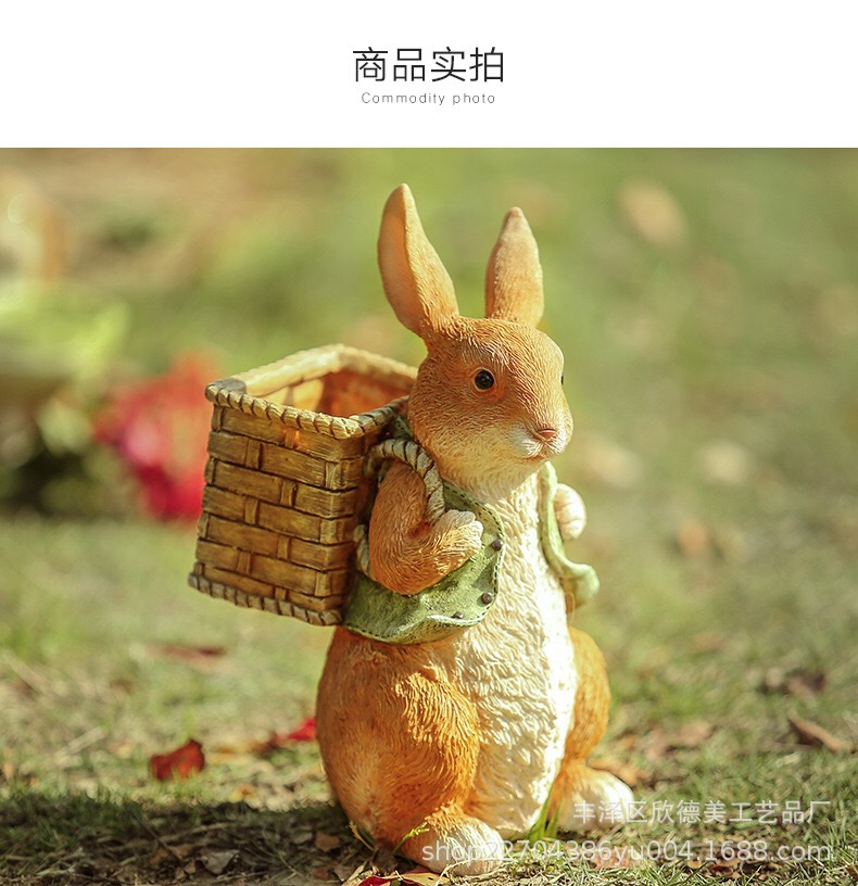 Cross-border supply, little Rabbit outdoor garden ornaments, potted plants, landscaping, bonsai sculptures, decorative items, resin handicrafts pic 5