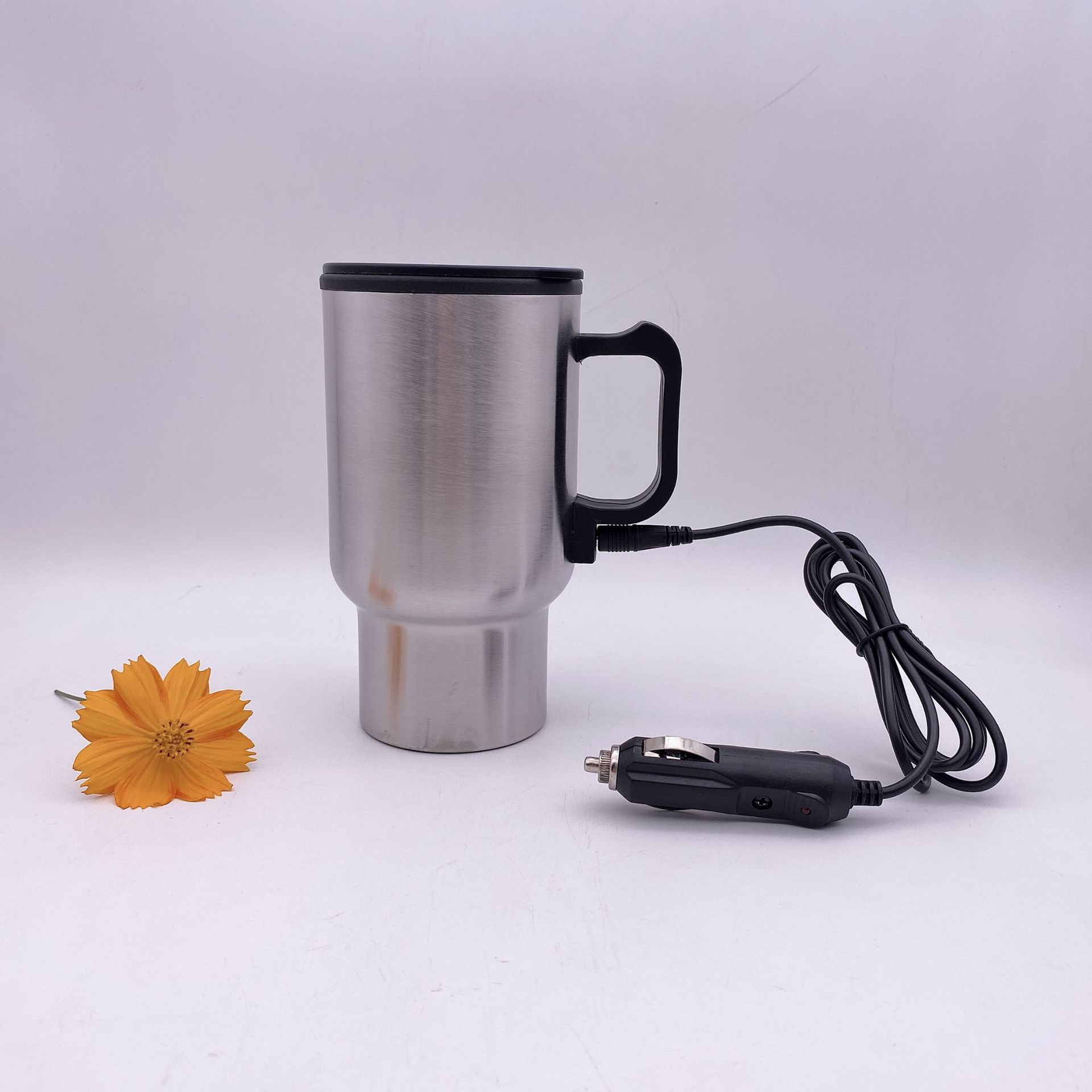 12V inner plastic outer steel car insulated cup, car heating cup, water boiling cup, stainless steel car water kettle pic 6