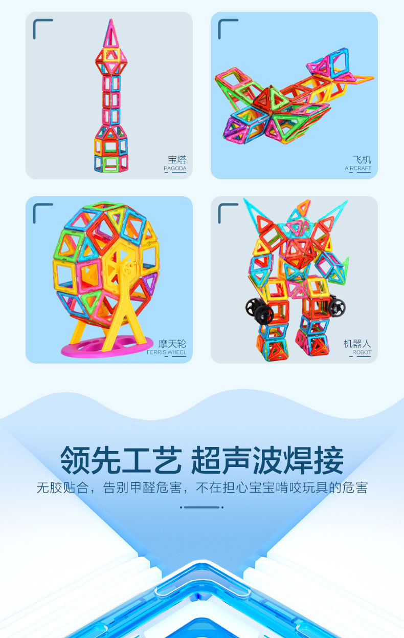 批发益智磁力片积木散片散件跨境儿童益智玩具磁性积木玩具补充装详情6
