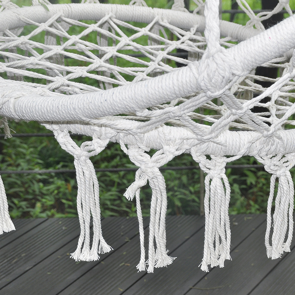 Wholesale of InS-style outdoor hammocks, Nordic simple tassel hanging chairs, indoor bow large pillow hanging baskets and hammocks pic 9