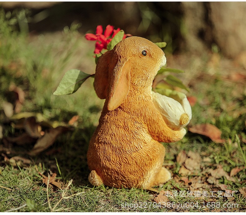 Cross-border supply, little Rabbit outdoor garden ornaments, potted plants, landscaping, bonsai sculptures, decorative items, resin handicrafts pic 6