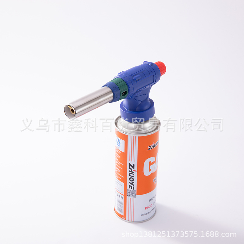 跨境现货卡式喷火器头户外烧烤烘焙焊枪火器铁管加长直冲喷火器详情15