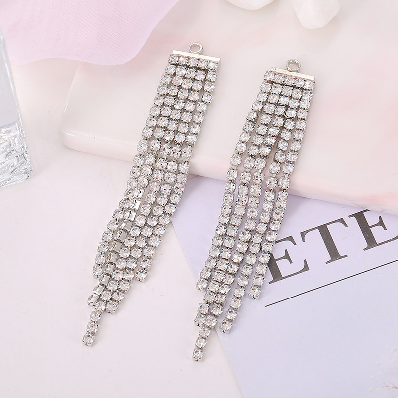 Best-selling diy water diamond claw chain, welded earrings, tassel accessories, earrings, versatile heart-shaped round five-pointed star ear strings pic 13