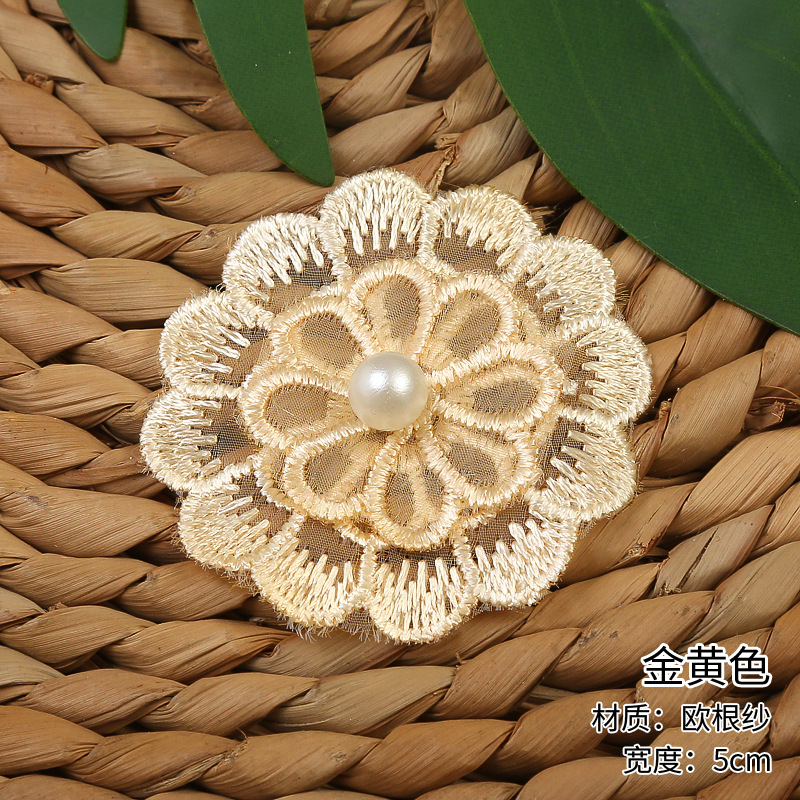New six-color beaded organza flower triumphal bird two-layer organza lace clothing accessories factory direct sales pic 11