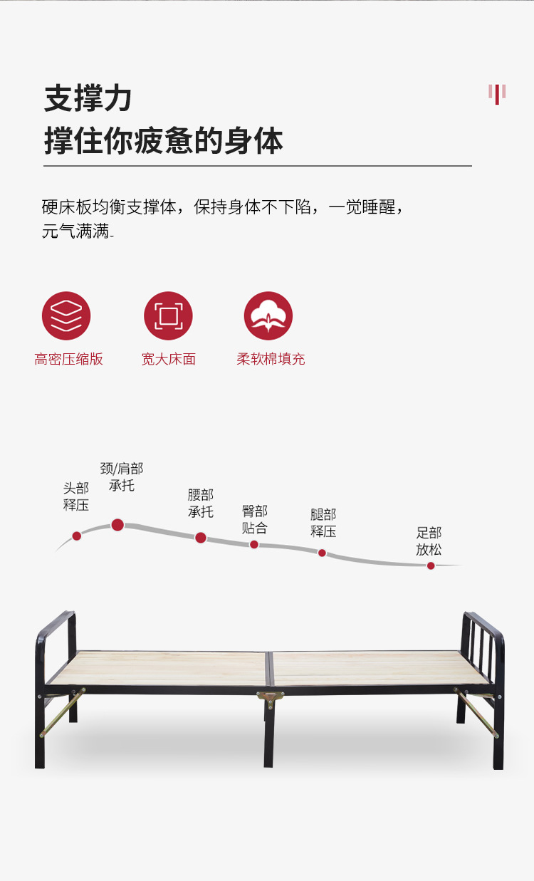 折叠床单人硬板木午休床家用折叠床便携式简易铁艺床出租房午睡床详情36