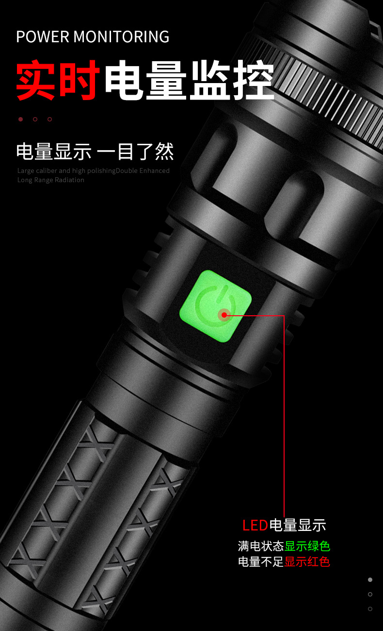 LED high-intensity flashlight, household emergency retractable mini zoom long-range flashlight, outdoor wild fishing and mountain climbing rechargeable flashlight pic 12