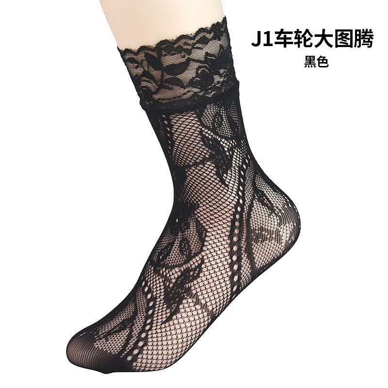 J1车轮大图腾-短网袜-黑色