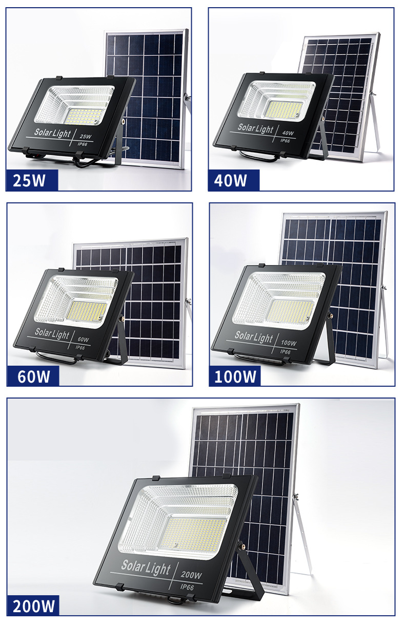 Solar floodlights 25W, 40W, 60W, 100W, 200W villa lights, courtyard lights, rural road lights, outdoor lighting pic 21