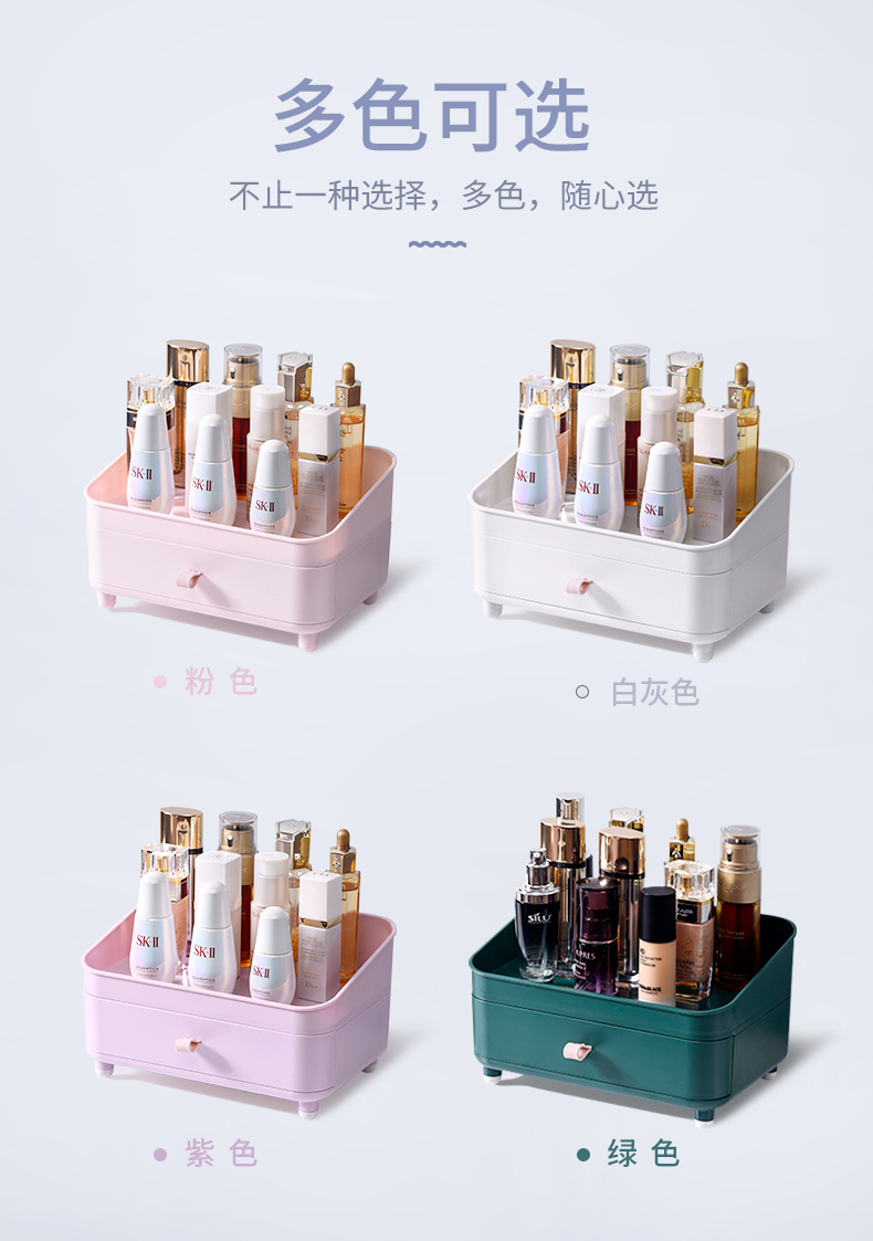 Plastic desktop cosmetic storage box, dust-proof and organizing cosmetic box, creative sundries storage box, desktop storage box pic 4