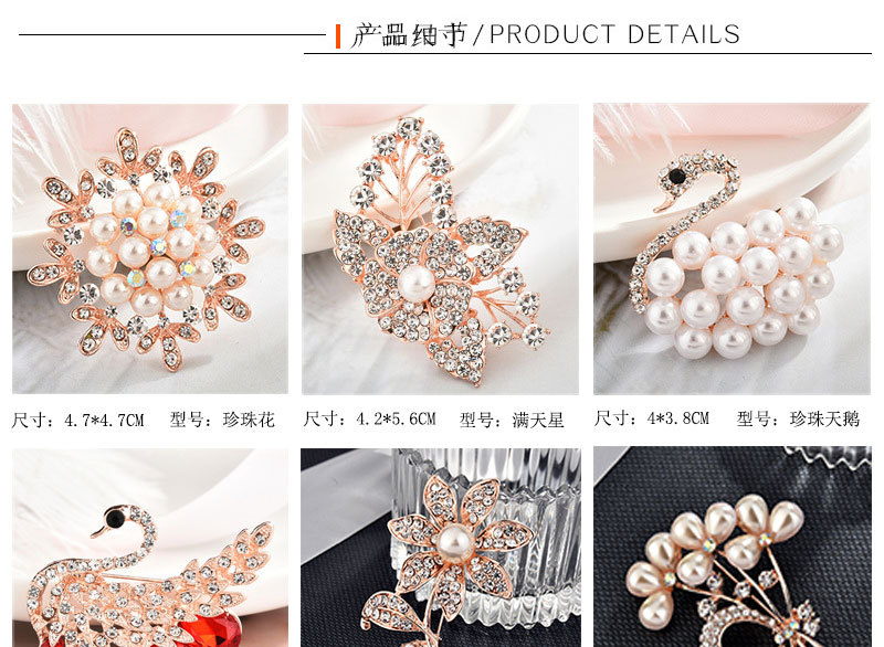 Brooch, high-end, niche silk scarf buckle, alloy Korean version diamond-encrusted coat, pearl brooch, clothing accessory, brooch, wholesale accessories pic 3