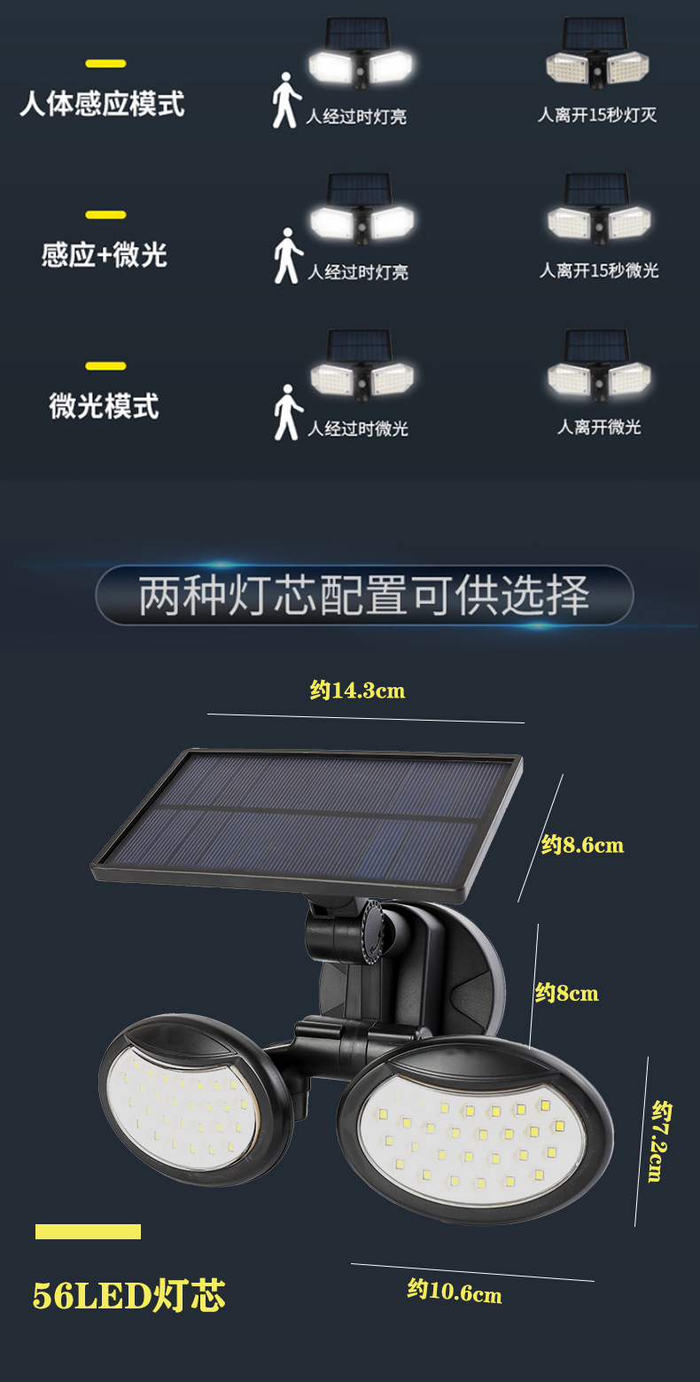 Solar outdoor wall lamps, waterproof human-sensing lighting street lamps for courtyards and gardens, decorative lamps for villa courtyards and walls pic 6