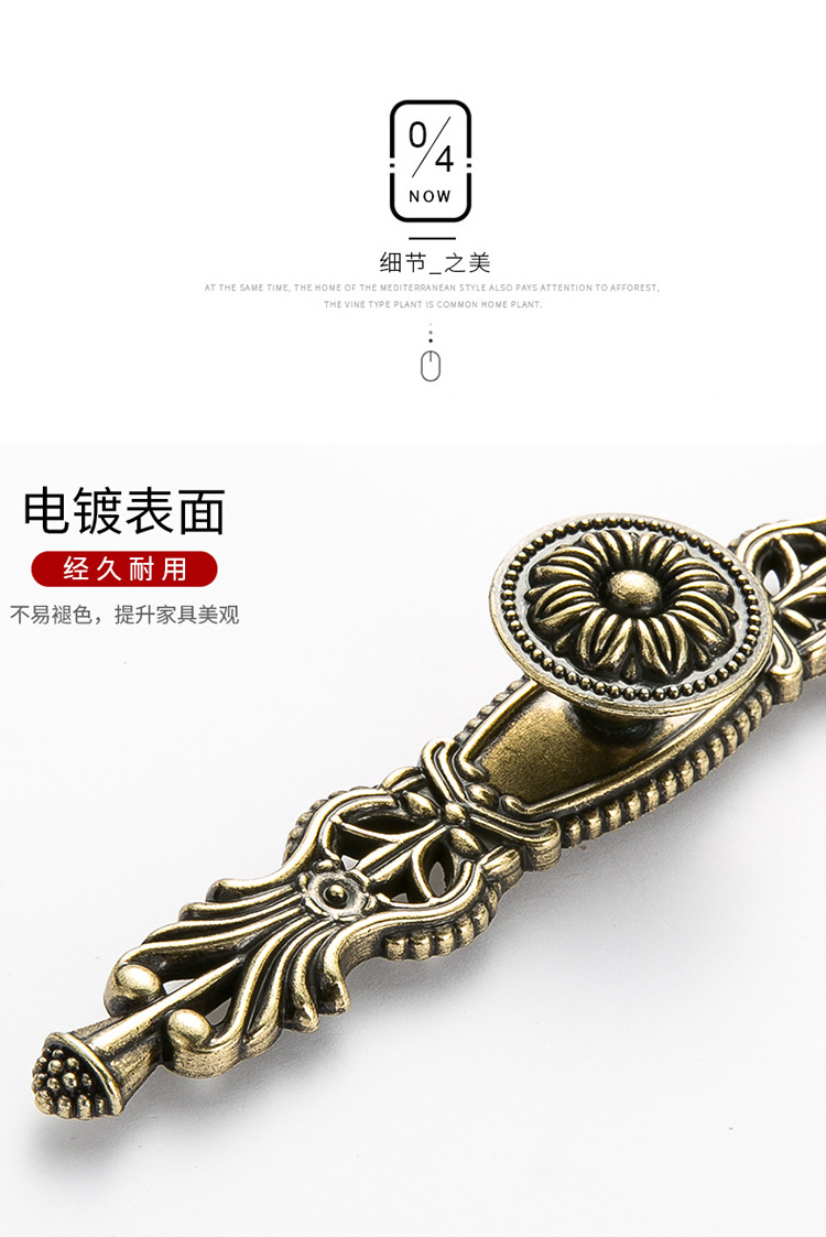 欧式复古橱柜衣柜门拉手美式鞋柜抽屉把手书柜电视柜单孔吊环拉手详情36