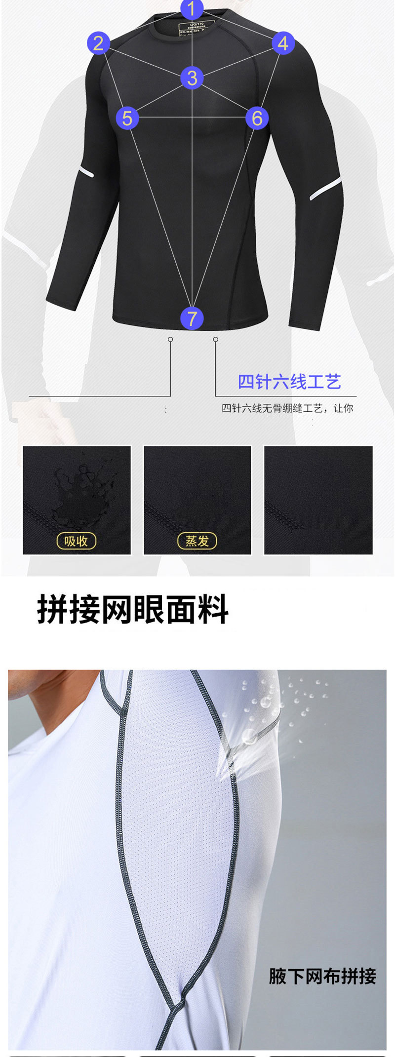 Sportswear set for men, outdoor running, morning and night running, gym sportswear set with reflective strips, elastic leggings pic 4