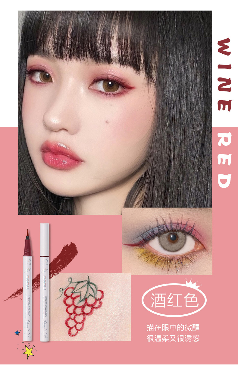 NOVO Makeup Colored eyeliner pen for beginners, extremely fine, waterproof, non-smudging, long-lasting eyeliner liquid pen with soft bristles pic 15