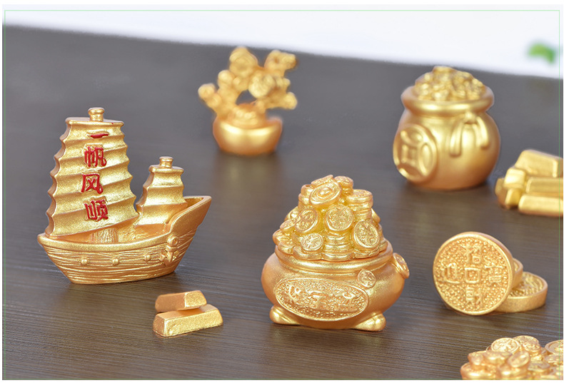 财运滚滚 微景观diy新年金色配件元宝摇钱树装饰品配件迷你小摆件详情38