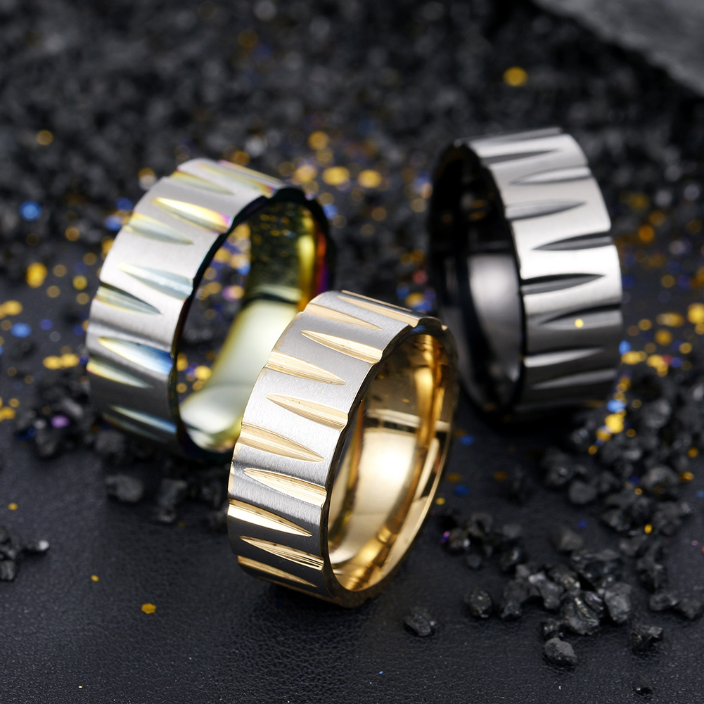 Wholesale of new cross-border stainless steel W victory rings with vacuum electroplating and seven-color brushed jewelry in the furnace, popular in Europe and America pic 4