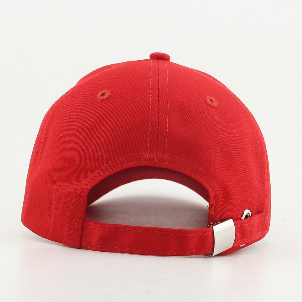Pure cotton blank baseball cap with heat transfer printed embroidered logo, black, white and red metal tail buckle, all cotton six pieces pic 8