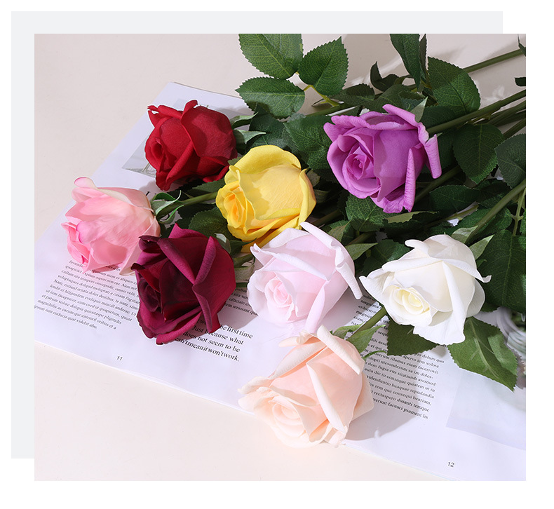 高仿真玫瑰花单支手感保湿玫瑰婚庆居家装饰手捧花摆件玫瑰花蕾详情23