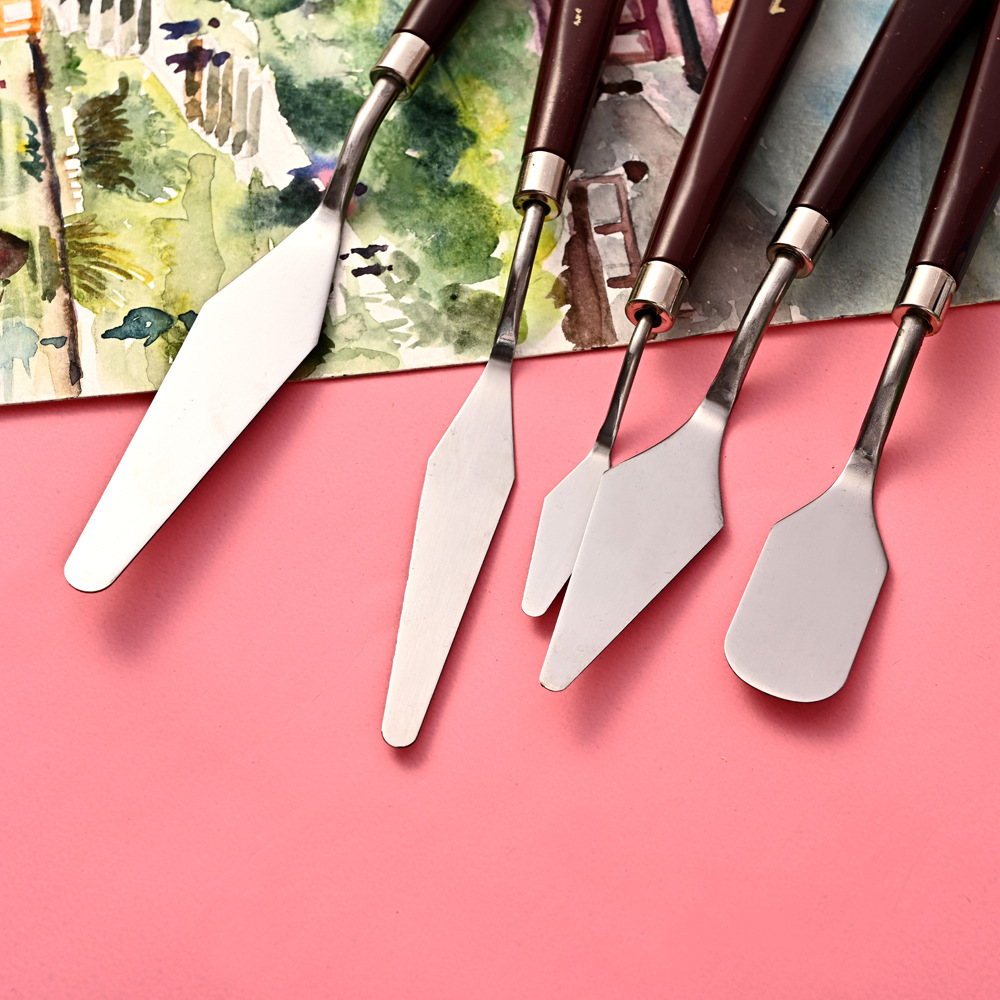 Cross-border Amazon 5-piece oil Painting scraper set, Color mixing scraper Art acrylic painting 5-piece oil painting scraper set pic 31