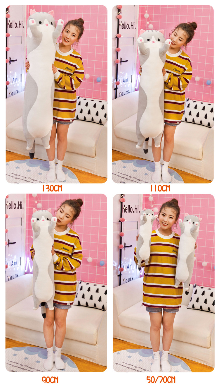 厂家批发可爱猫咪毛绒玩具抱枕长条猫公仔懒人抱睡觉娃娃玩偶女孩详情27