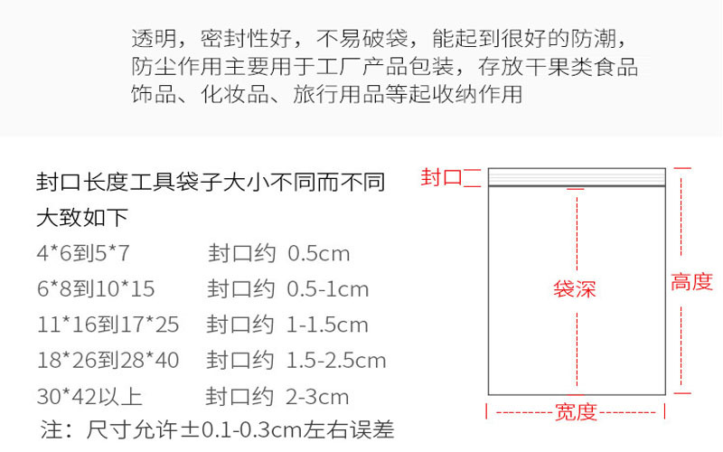 封口袋透明密封袋饰品袋加厚小号手机一次性塑封袋PE食品自封袋详情10