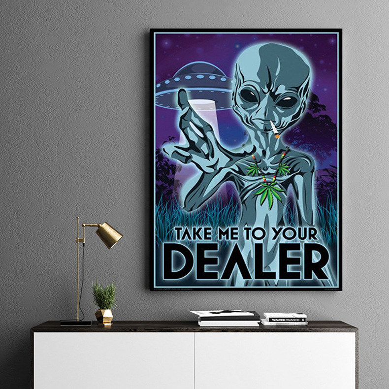 Source factory Amazon psychedelic silk poster spray painting Abstract study, skull living room decoration hanging painting core pic 18